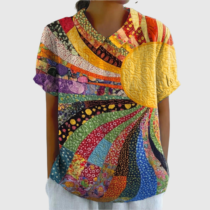Lila | Radiant Sunburst Patchwork Top
