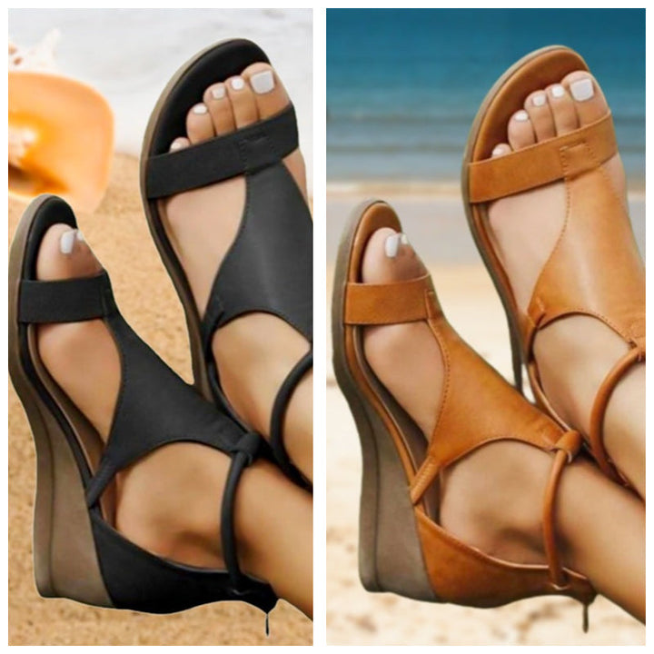 Women's Summer Leather Heeled Sandals