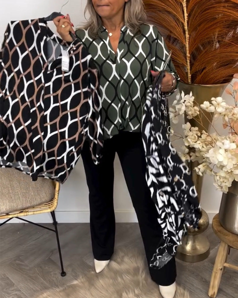 Janny™ | Elegant Long Sleeve Casual Blouse with Stylish Pattern