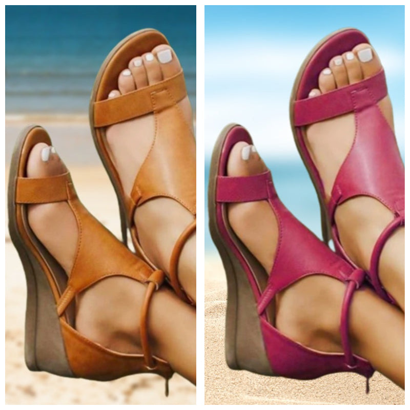 Women's Summer Leather Heeled Sandals