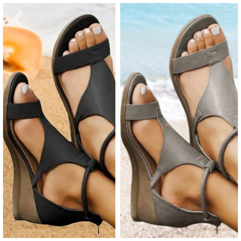 Women's Summer Leather Heeled Sandals