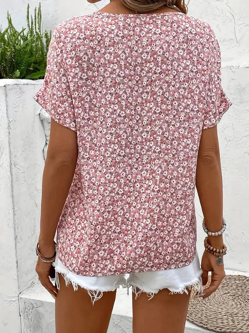 Wolena | Notch Blouse in Wildflower Print