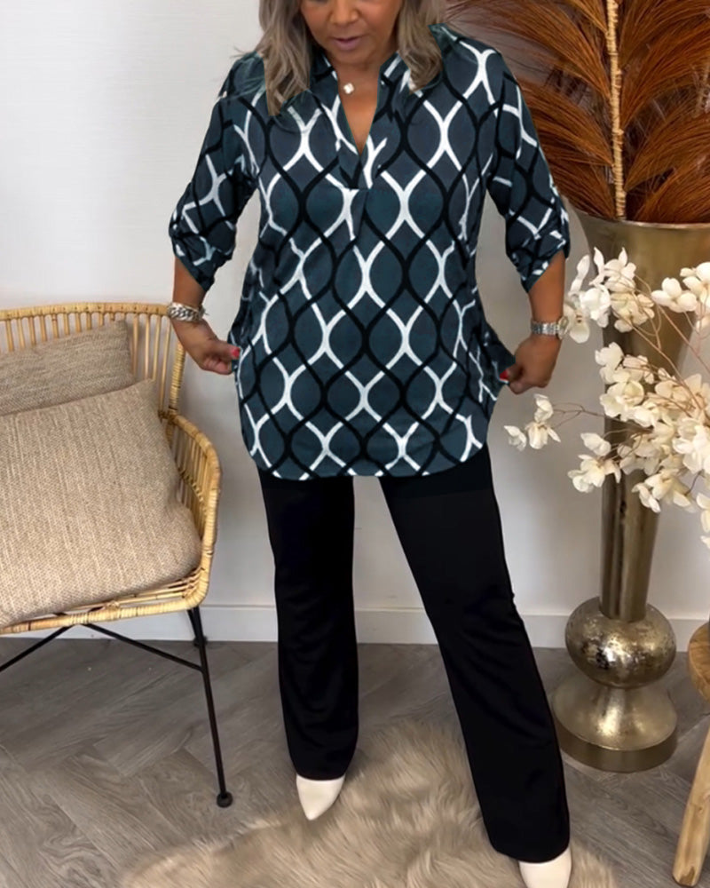 Janny™ | Elegant Long Sleeve Casual Blouse with Stylish Pattern