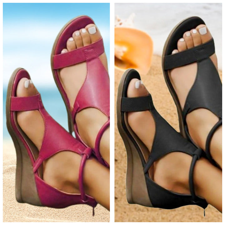 Women's Summer Leather Heeled Sandals