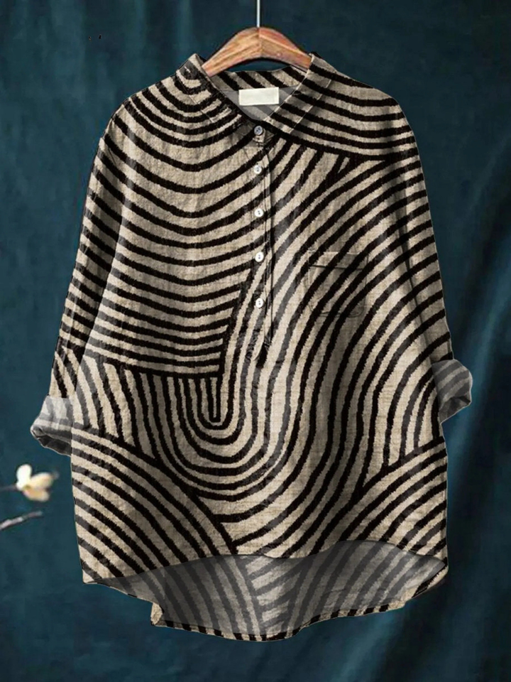Cecelia | Women's Casual Shirt with Circular Line Pattern Print