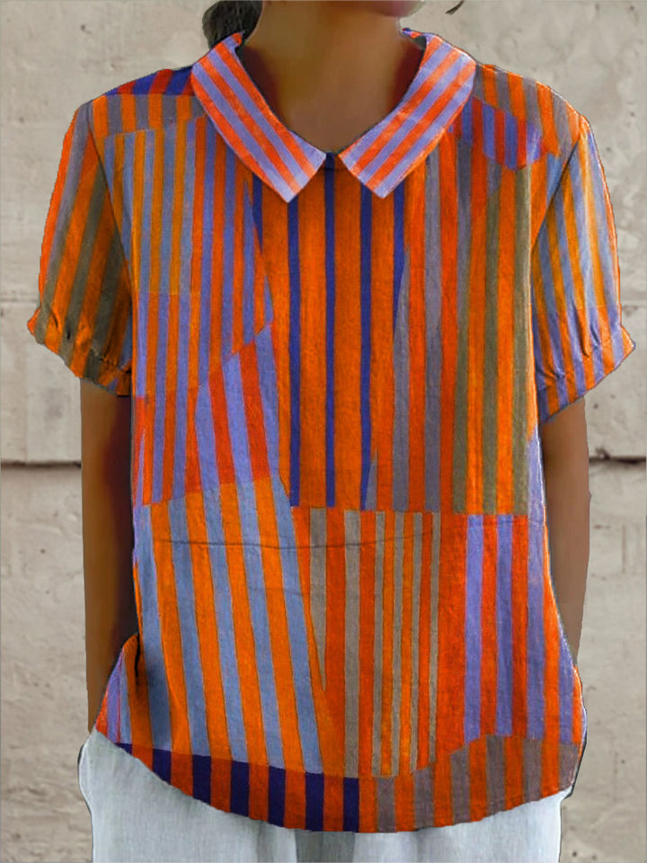 Nina | Striped Geometric Print Shirt