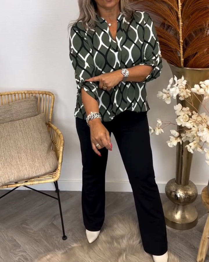 Janny™ | Elegant Long Sleeve Casual Blouse with Stylish Pattern