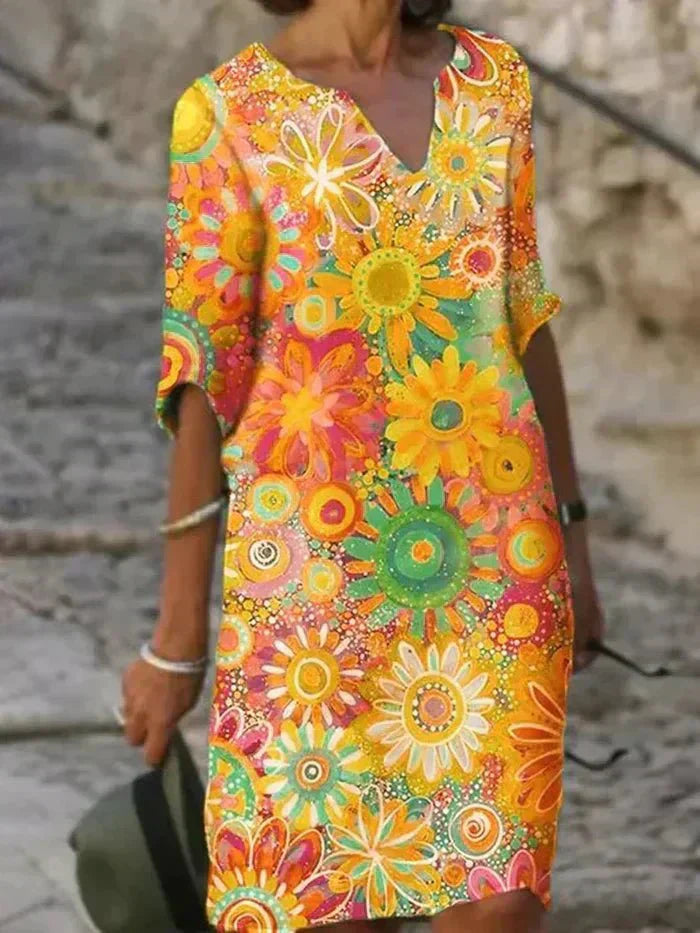 Annie | Bright Floral Midi Dress
