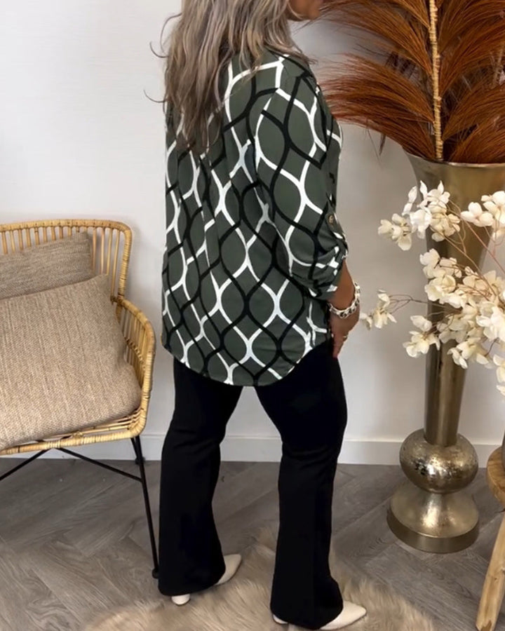 Janny™ | Elegant Long Sleeve Casual Blouse with Stylish Pattern