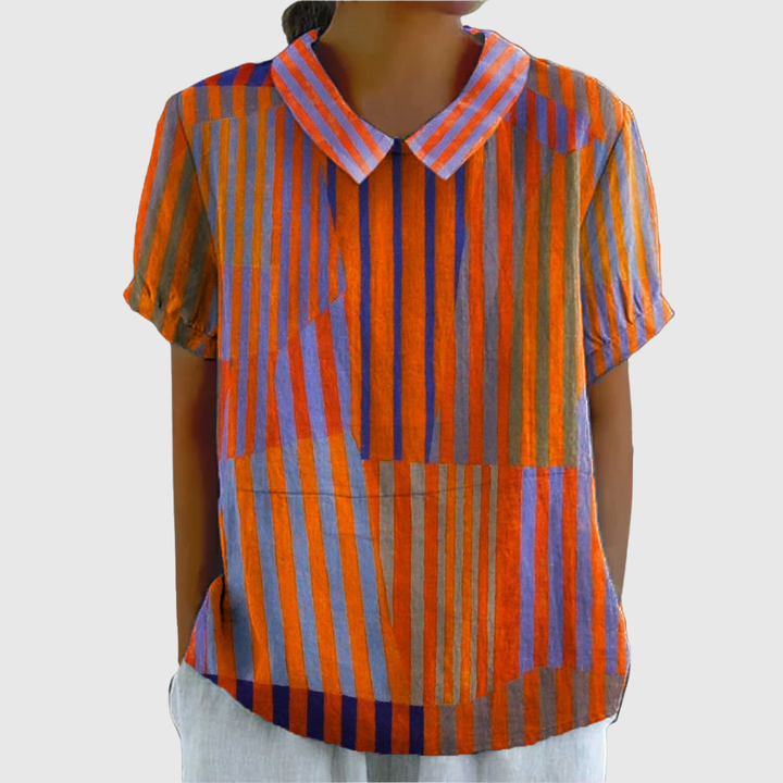 Nina | Striped Geometric Print Shirt