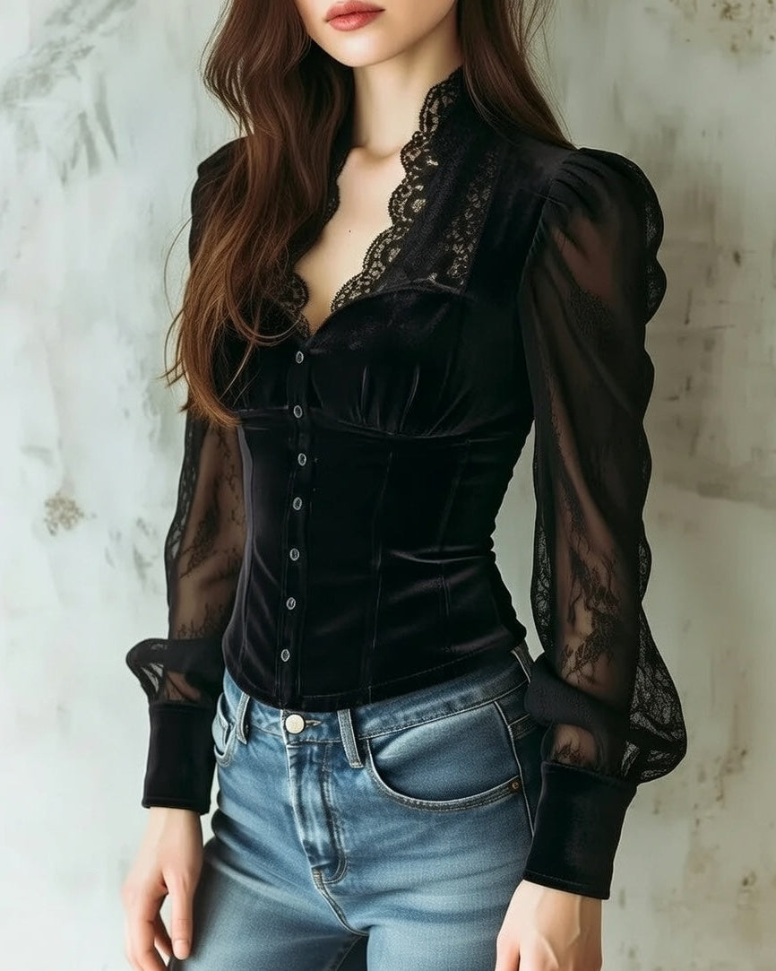 Midnight Elegance Blouse by Mira™