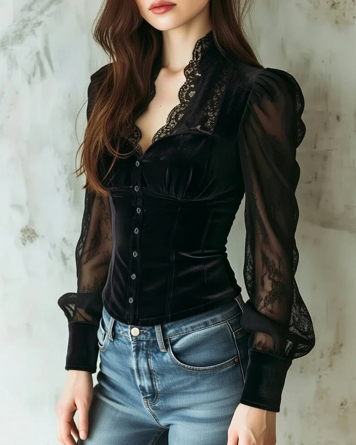 Midnight Elegance Blouse by Mira™