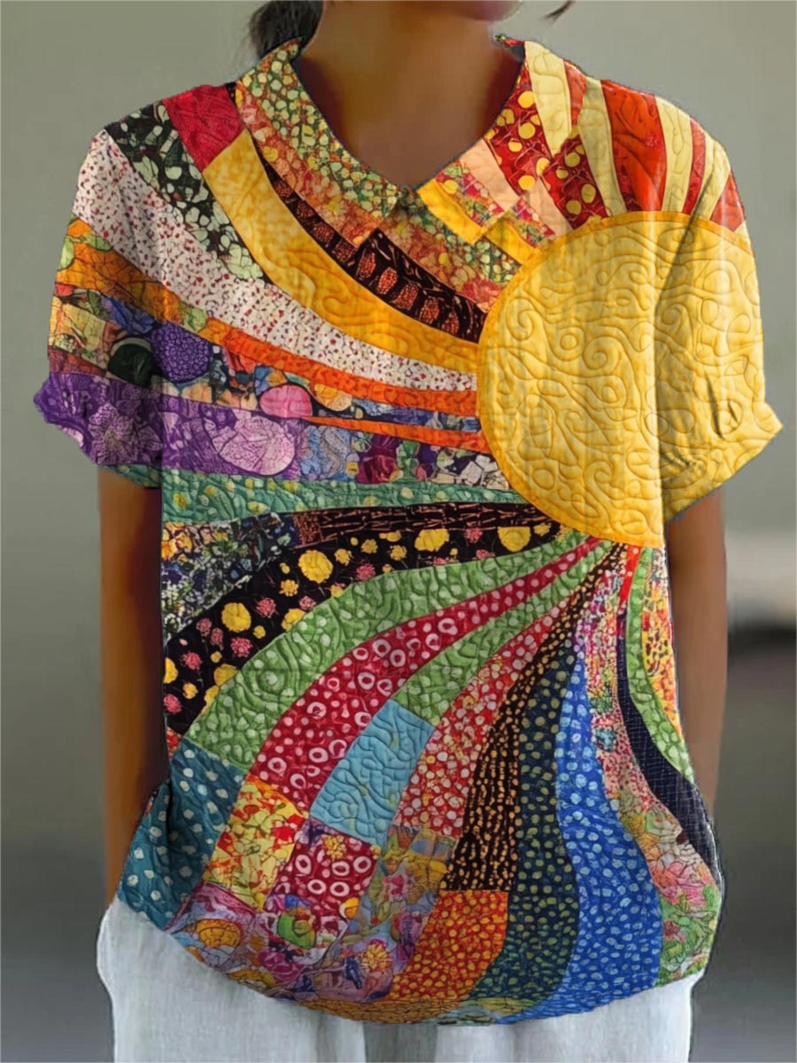 Lila | Radiant Sunburst Patchwork Top