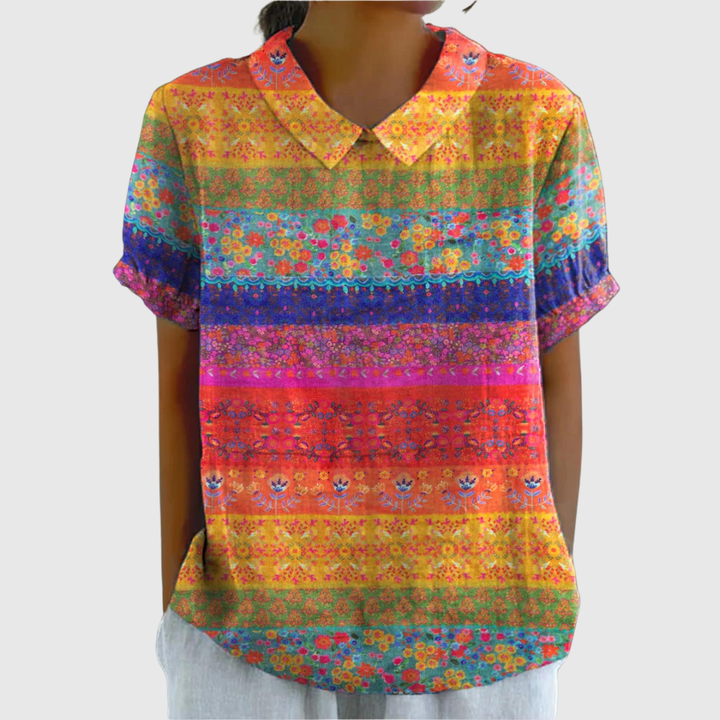Maya | Striped Floral Print Shirt