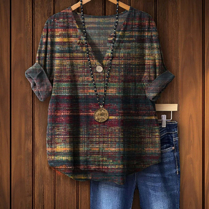 ZANE – Retro-Inspired Blouse with Vibrant Accents