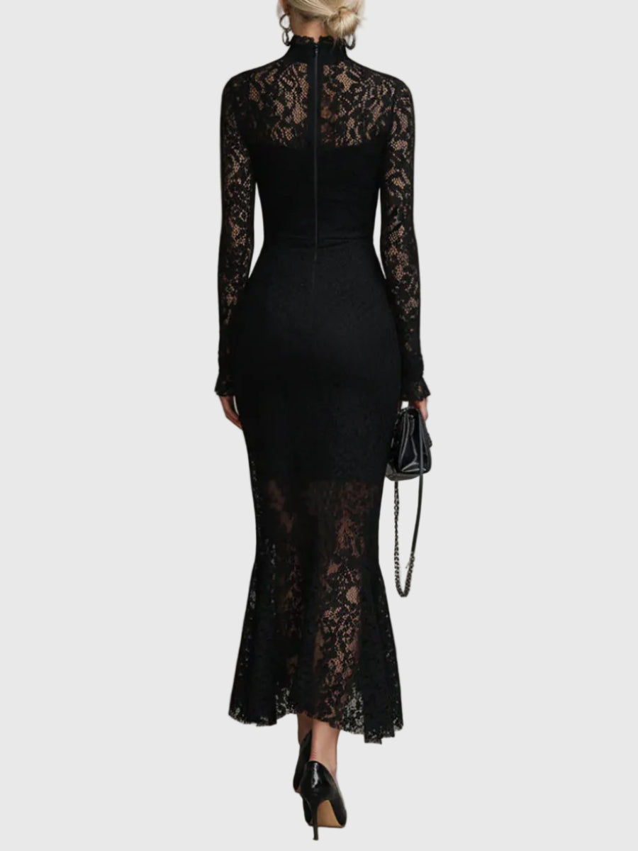 Monica | Sophisticated Lace Fishtail Maxi Gown