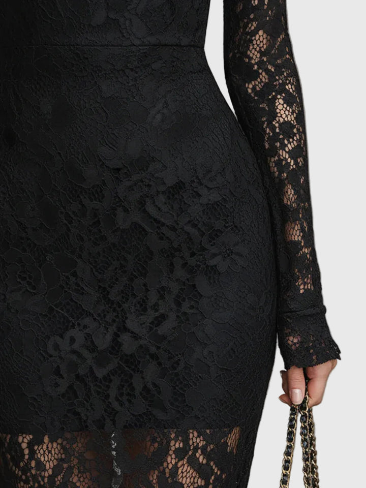 Monica | Sophisticated Lace Fishtail Maxi Gown