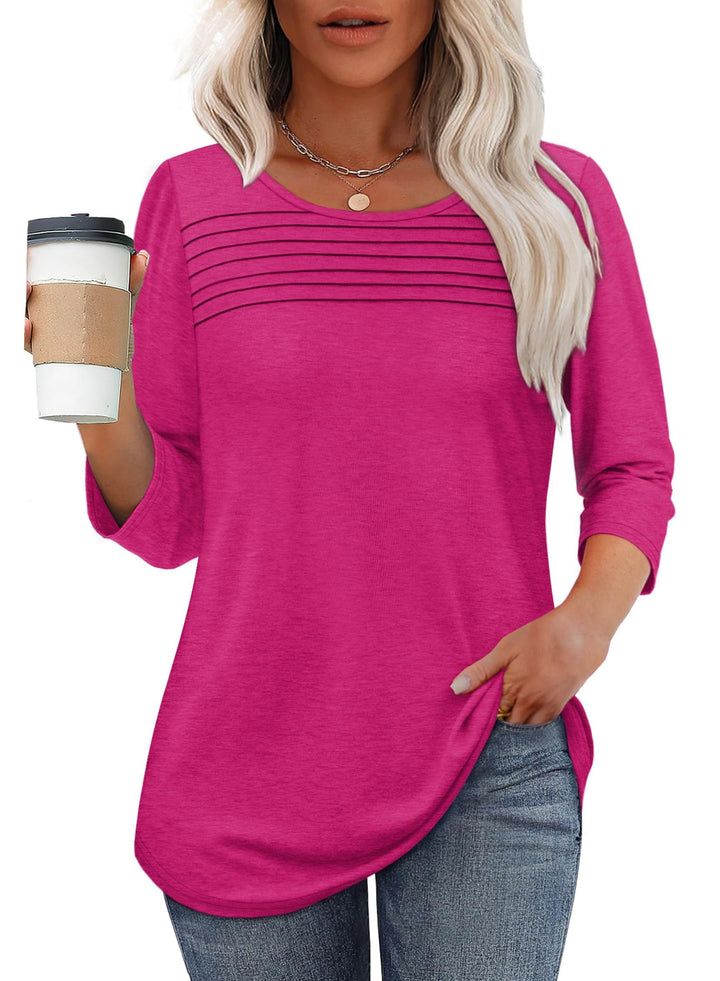 Mona | 3/4 Sleeve Pleated Blouse