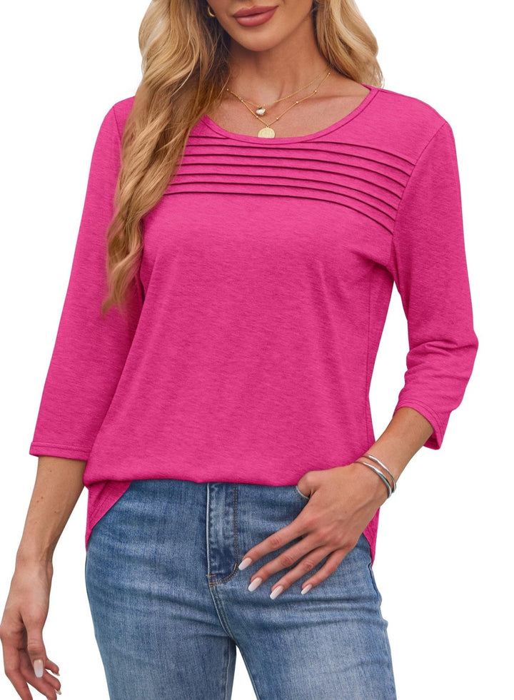Mona | 3/4 Sleeve Pleated Blouse