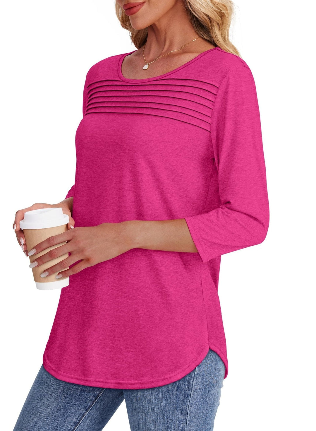 Mona | 3/4 Sleeve Pleated Blouse