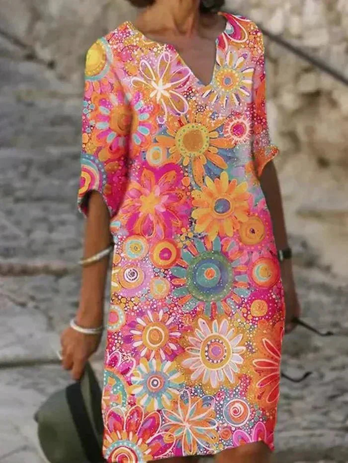 Annie | Bright Floral Midi Dress
