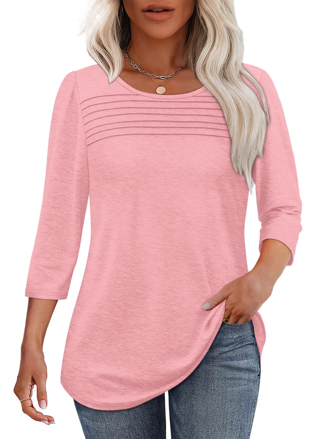 Mona | 3/4 Sleeve Pleated Blouse
