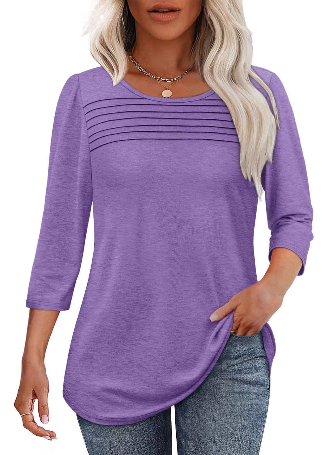 Mona | 3/4 Sleeve Pleated Blouse