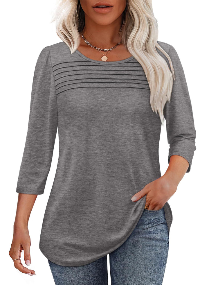 Mona | 3/4 Sleeve Pleated Blouse