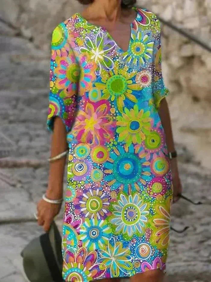 Annie | Bright Floral Midi Dress