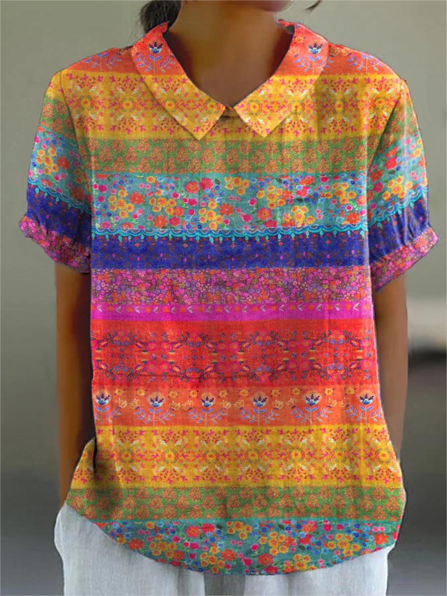 Maya | Striped Floral Print Shirt