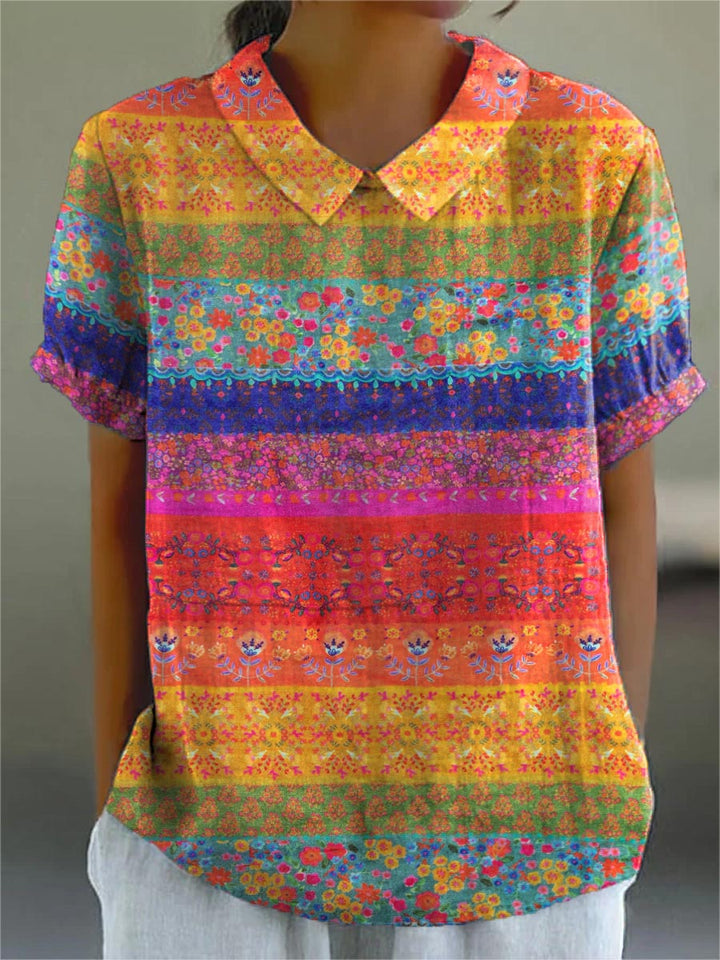 Maya | Striped Floral Print Shirt