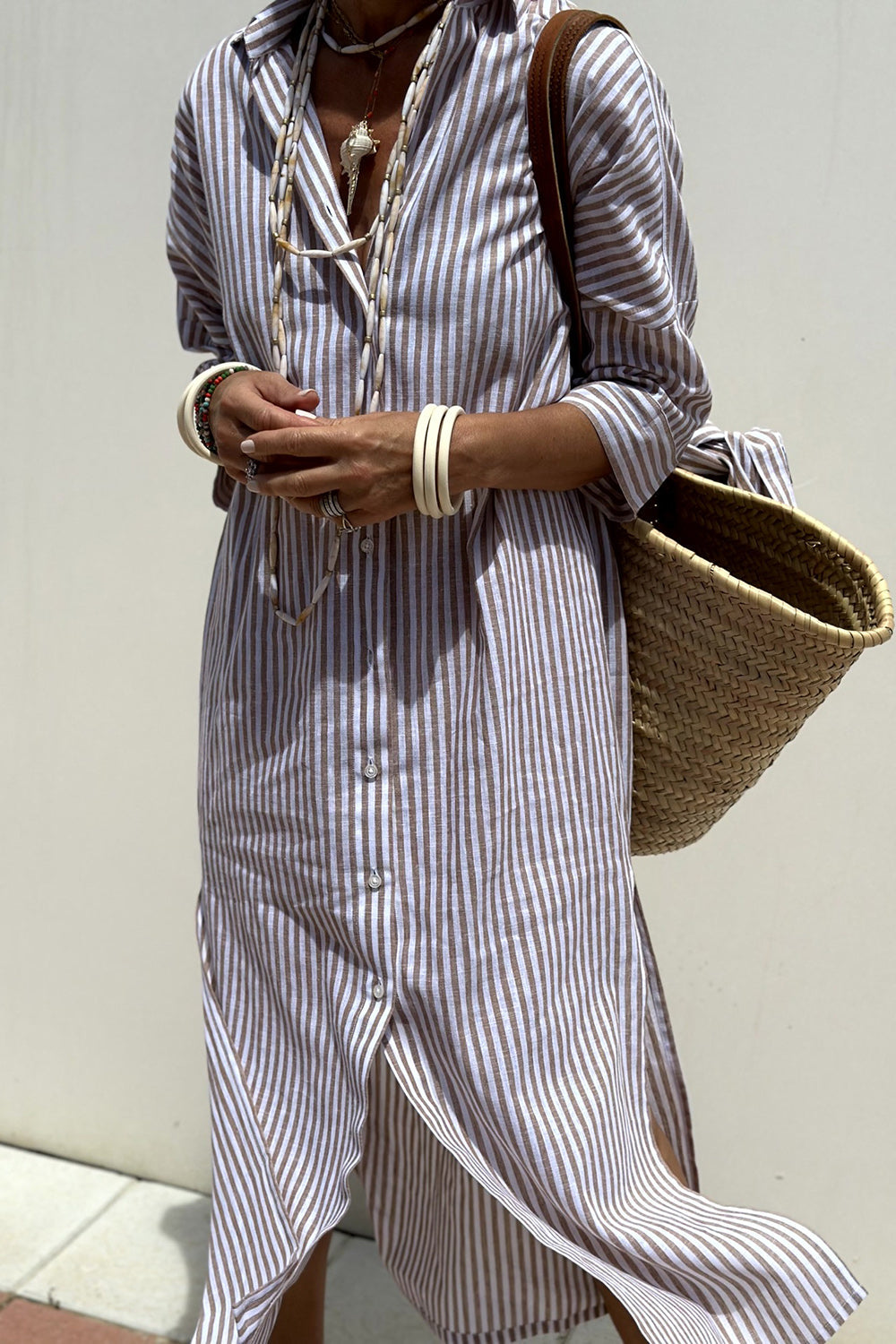 Sunna | Classic Striped Shirt Dress for Effortless Elegance