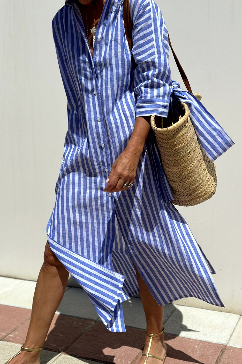 Sunna | Classic Striped Shirt Dress for Effortless Elegance