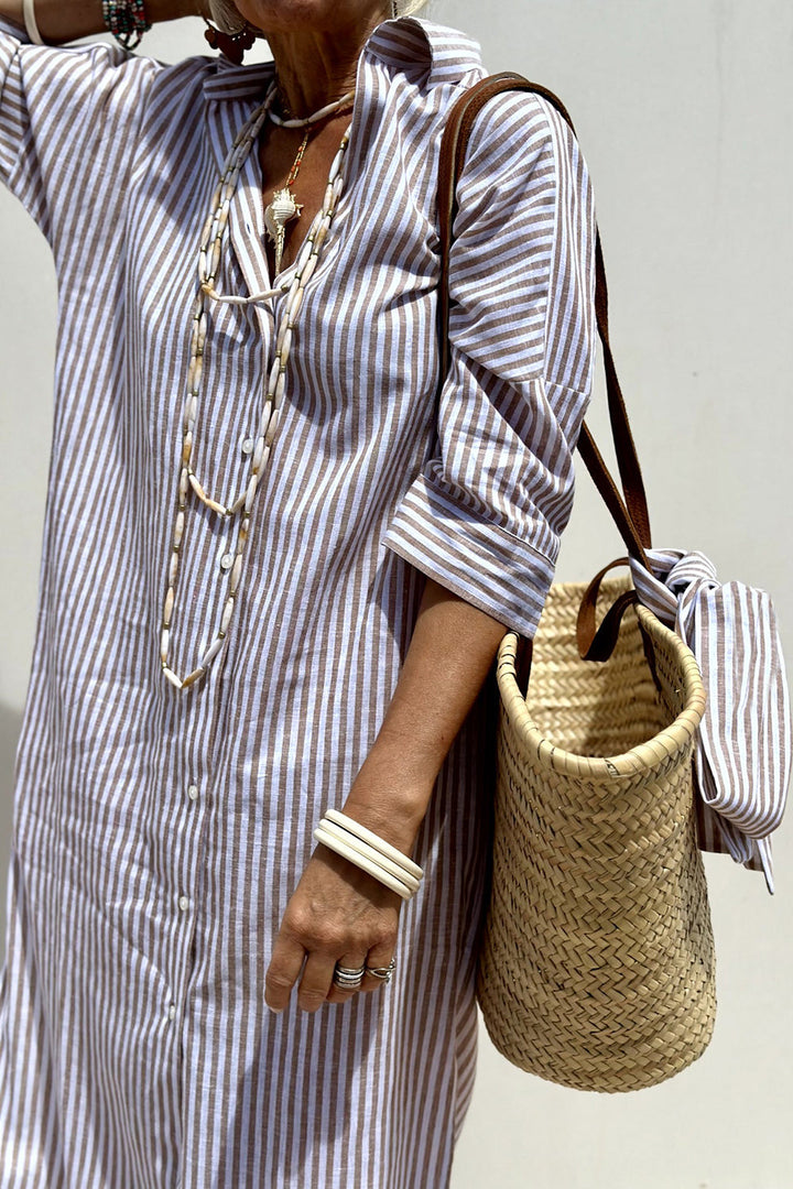 Sunna | Classic Striped Shirt Dress for Effortless Elegance
