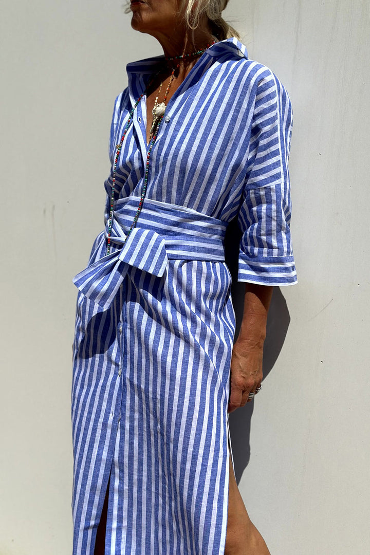 Sunna | Classic Striped Shirt Dress for Effortless Elegance