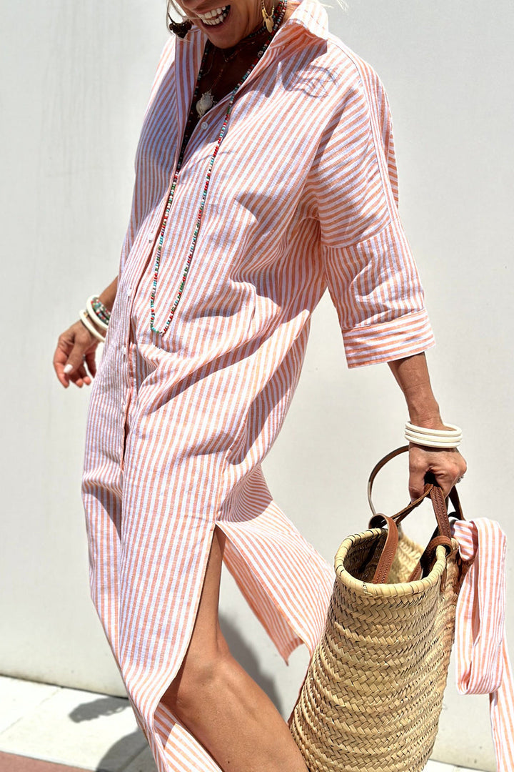 Sunna | Classic Striped Shirt Dress for Effortless Elegance