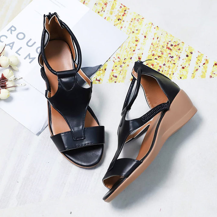 Women's Summer Leather Heeled Sandals