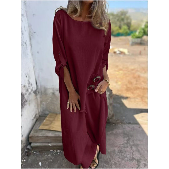 Chic Cotton-Linen Two-Piece Set: Dress and Pants for Ultimate Comfort