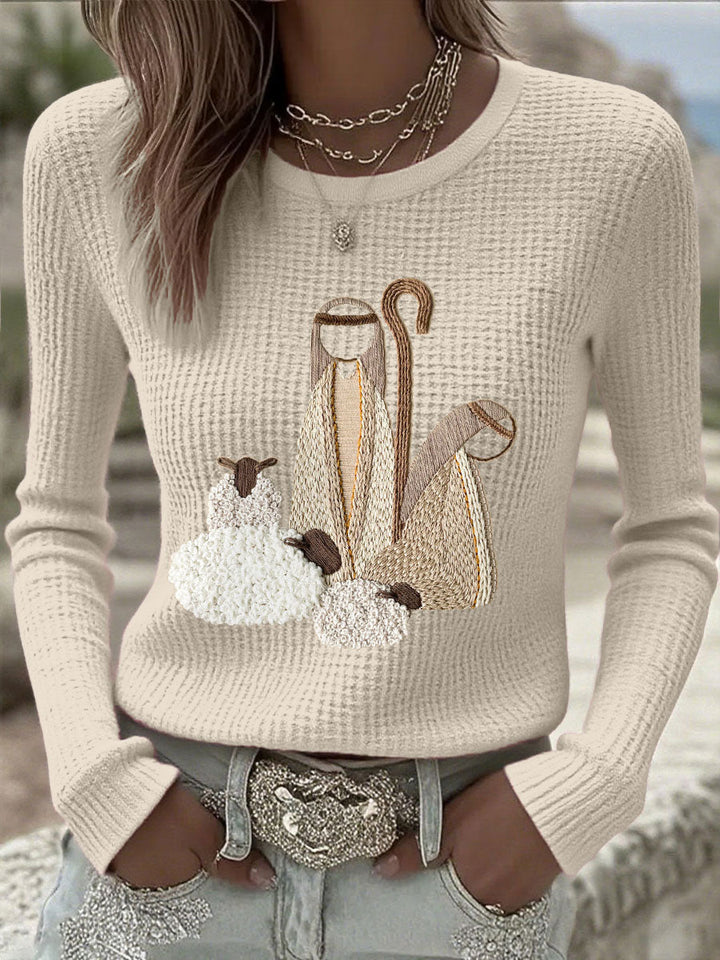 Women's Nativity Scene Christmas Tops featuring Jesus