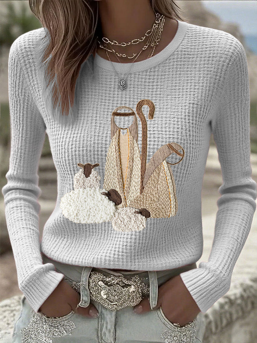 Women's Nativity Scene Christmas Tops featuring Jesus